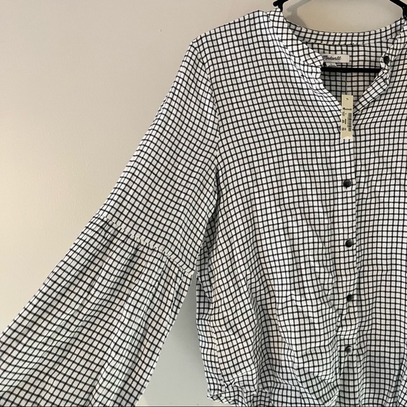 Madewell Bell-Sleeve Button-Down Shirt - Windowpane - Small - NWT - Picture 5 of 12